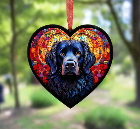 Newfoundland Stained Glass Effect Heart Suncatcher
